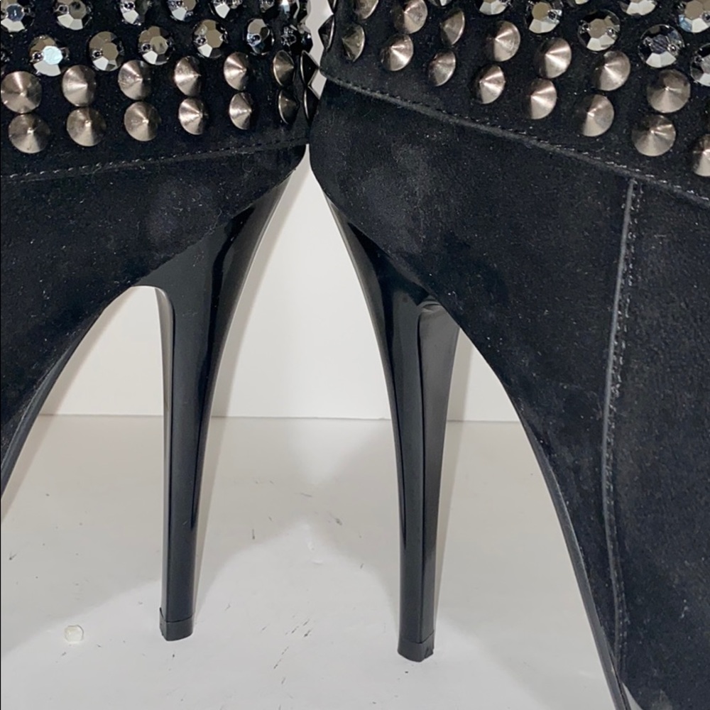 Nancy Li Rhinestone Black Suede Heel - Picture 4 of 8